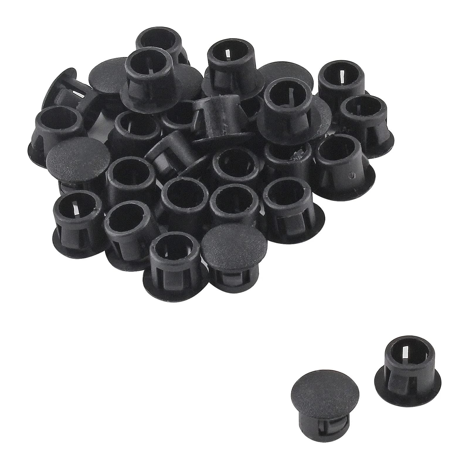 Jersvimc 36 Pcs 1/4 Inch (6mm) Black Hole Plug Plastic Hole Cover | Furniture Floor Protector — Black