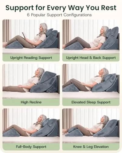 Lunix LX5 4pc Orthopedic Bed Wedge Pillow Set for Abdominal Surgery Recovery | Semi-Upright Position Support thumbnail 4