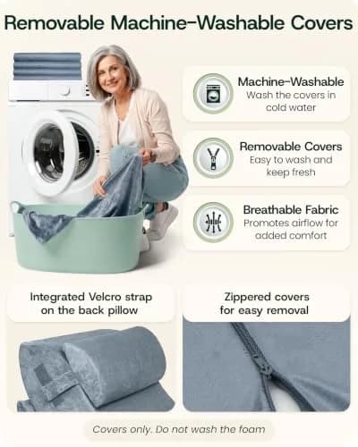 Lunix LX5 4pc Orthopedic Bed Wedge Pillow Set for Abdominal Surgery Recovery | Semi-Upright Position Support thumbnail 5
