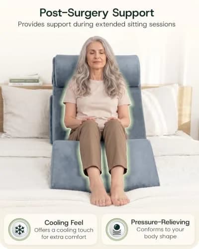 Lunix LX5 4pc Orthopedic Bed Wedge Pillow Set for Abdominal Surgery Recovery | Semi-Upright Position Support thumbnail 2