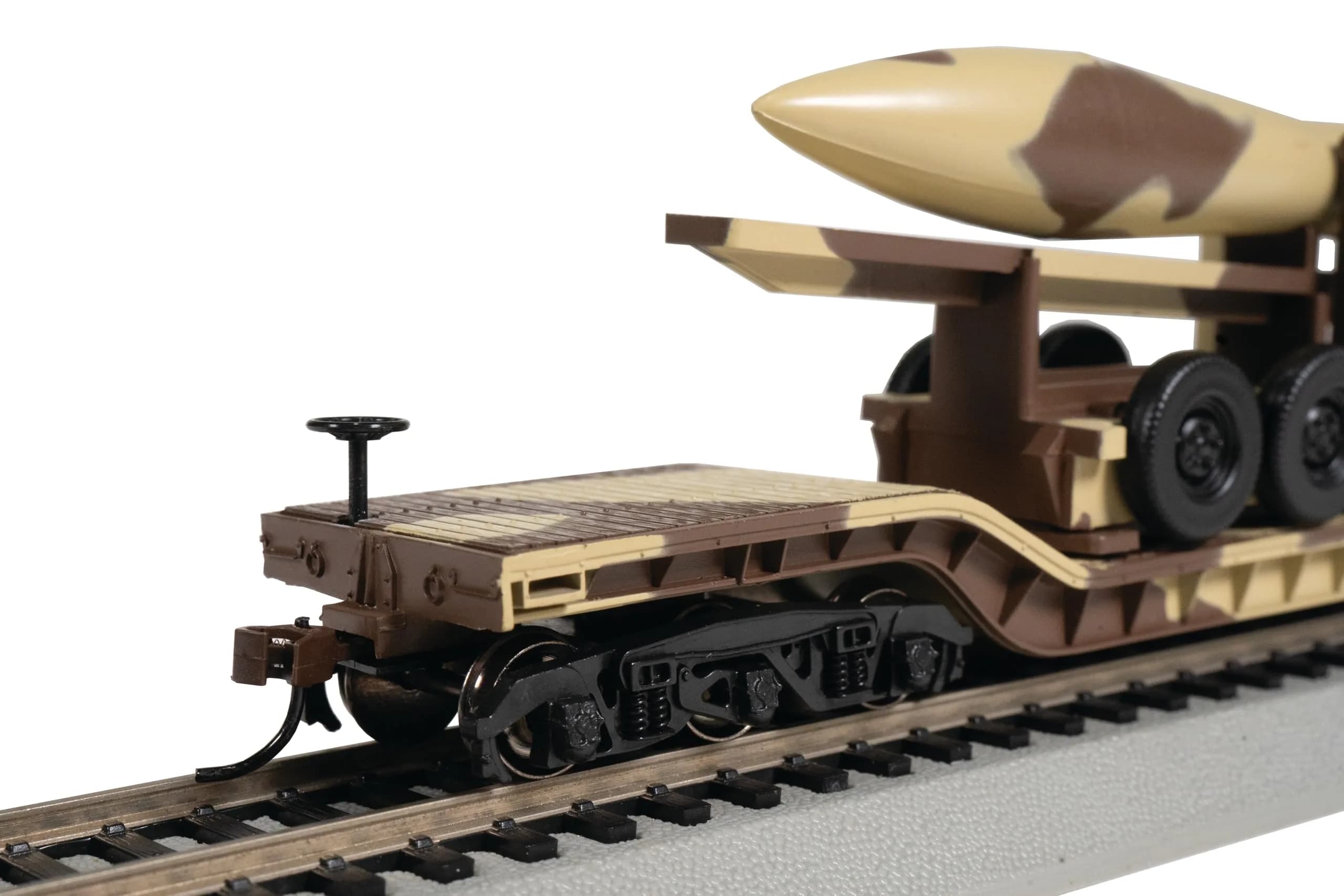 Bachmann Trains 52' Center Depressed Flat Car Camouflage - Missile HO Scale | Highly Detailed Painted Body with Precision Graphics - view 6