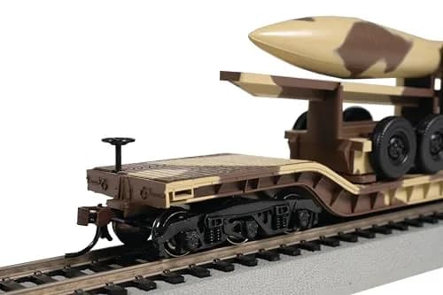 Bachmann Trains 52' Center Depressed Flat Car Camouflage - Missile HO Scale | Highly Detailed Painted Body with Precision Graphics thumbnail 6