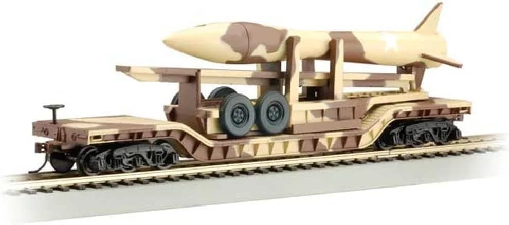 Bachmann Trains 52' Center Depressed Flat Car Camouflage - Missile HO Scale | Highly Detailed Painted Body with Precision Graphics - view 2