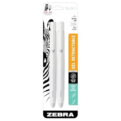 Zebra Pen bLen Retractable Gel Pen, Black Ink, 0.7mm, 2-Pack | Smooth Writing for Focus thumbnail 1