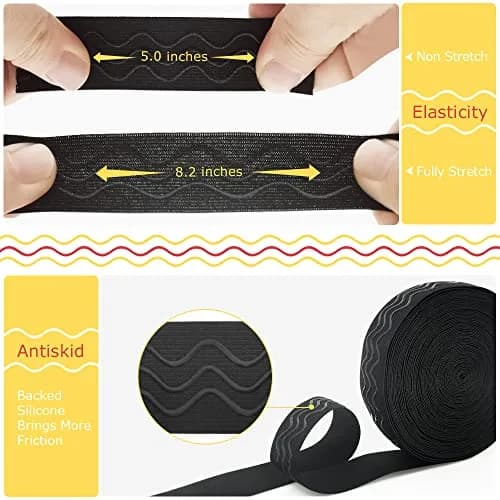 SmiLife Silicone Gripper Elastic for Clothing, Black, 1.1 in x 12 yd | Slip-Resistant, Durable, Customizable thumbnail 4