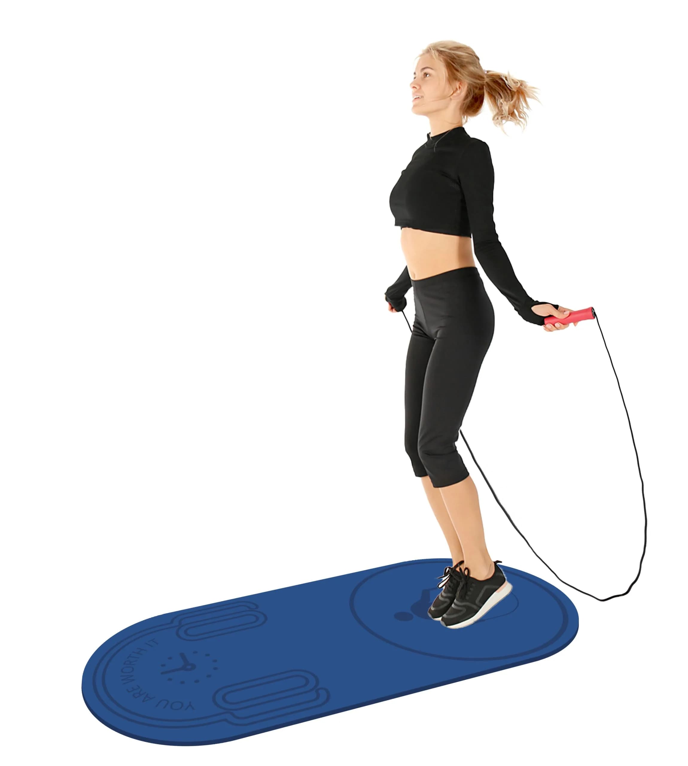 Knsbk Non-Slip Jump Rope Mat 139.7cm x 60.96cm (55" x 24") | Shock-Absorbing & Floor-Protecting Exercise Mat — Blue