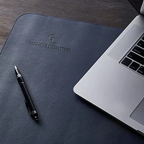 GALLAWAY LEATHER Large Navy Blue Desk Mat 36" x 17" | Elegant PU Leather Office Desk Cover thumbnail 6