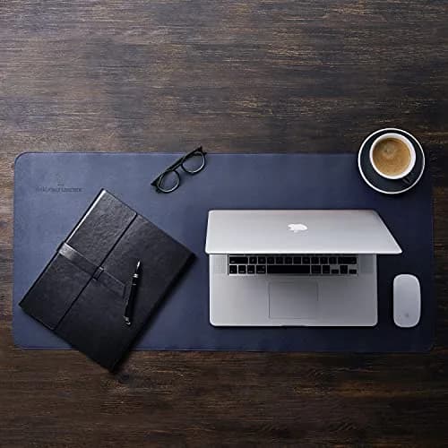 GALLAWAY LEATHER Large Navy Blue Desk Mat 36" x 17" | Elegant PU Leather Office Desk Cover thumbnail 9