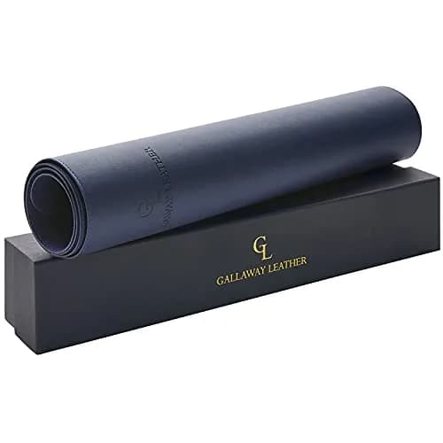 GALLAWAY LEATHER Large Navy Blue Desk Mat 36" x 17" | Elegant PU Leather Office Desk Cover thumbnail 2