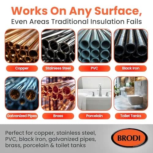 Brodi PipeWrap Spray Foam Insulation for Hard-to-Reach Areas, Fittings & Valves, Anti-Sweat Pipe Coating Spray, Stops Condensation Buildup & Prevents Dripping (15 Fl Oz / 444ml) thumbnail 6