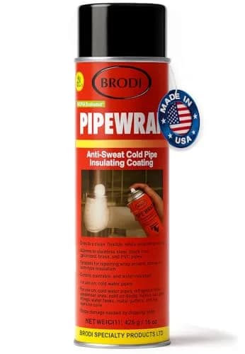 Brodi PipeWrap Spray Foam Insulation for Hard-to-Reach Areas, Fittings & Valves, Anti-Sweat Pipe Coating Spray, Stops Condensation Buildup & Prevents Dripping (15 Fl Oz / 444ml) thumbnail 1