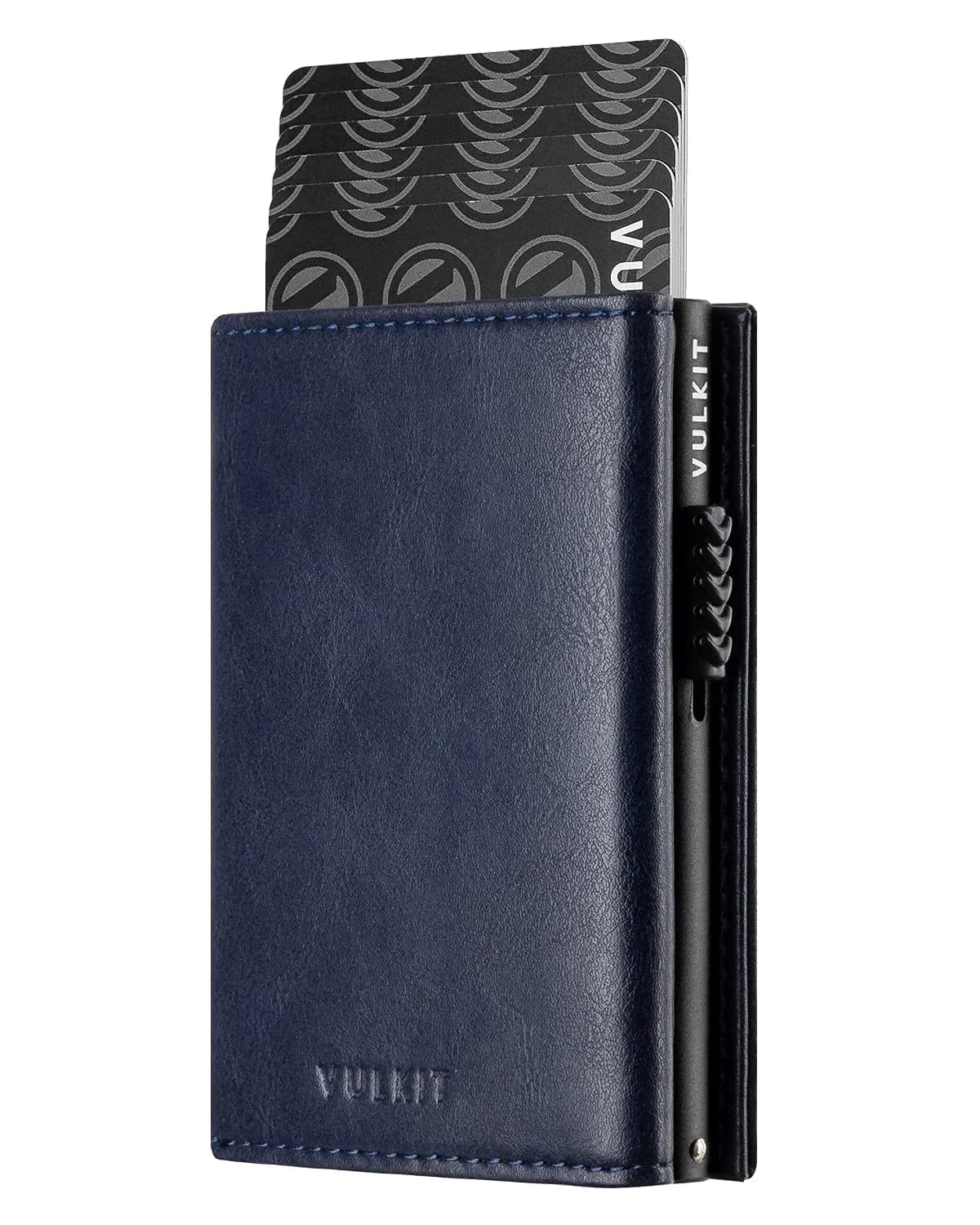 VULKIT RFID Blocking Card Holder Wallet with Coin Pocket & ID Window, Navy, 10 Cards Capacity - main product image