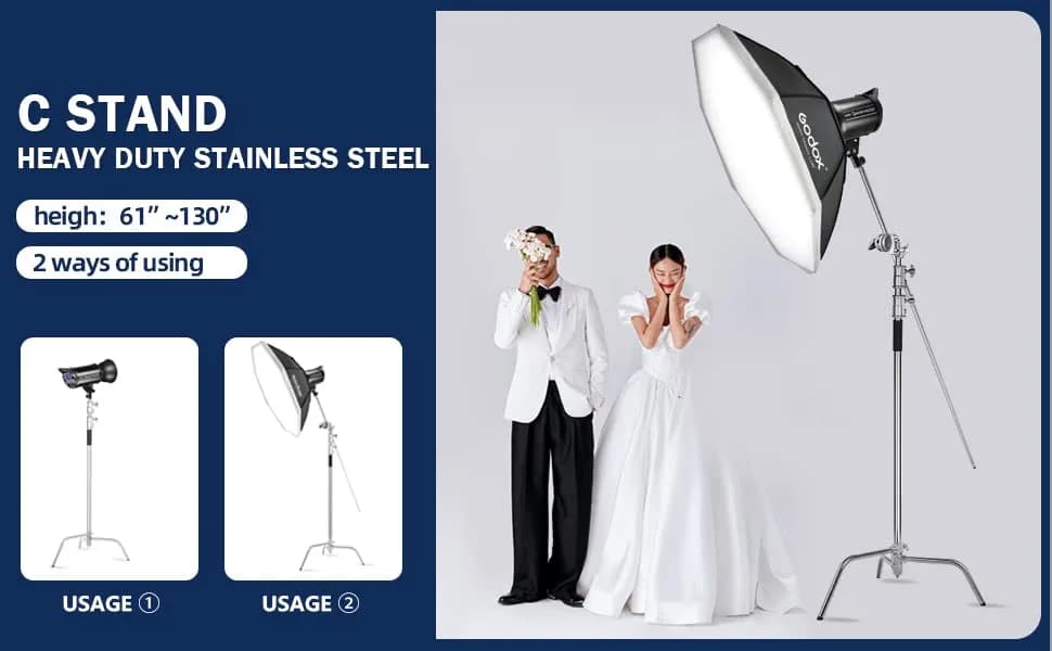 soonpho Heavy Duty C Stand 10.8ft/330cm with Boom Arm | Stainless Steel Photography Support thumbnail 8