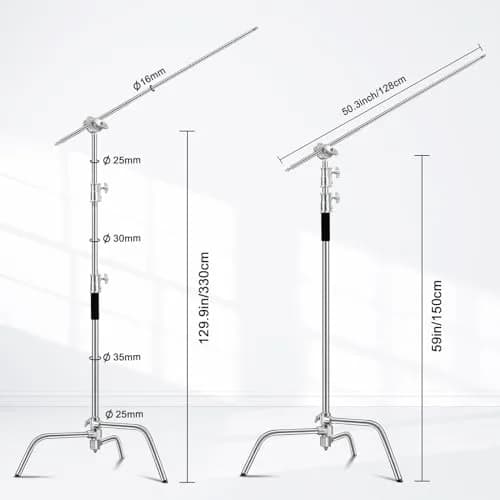 soonpho Heavy Duty C Stand 10.8ft/330cm with Boom Arm | Stainless Steel Photography Support thumbnail 4