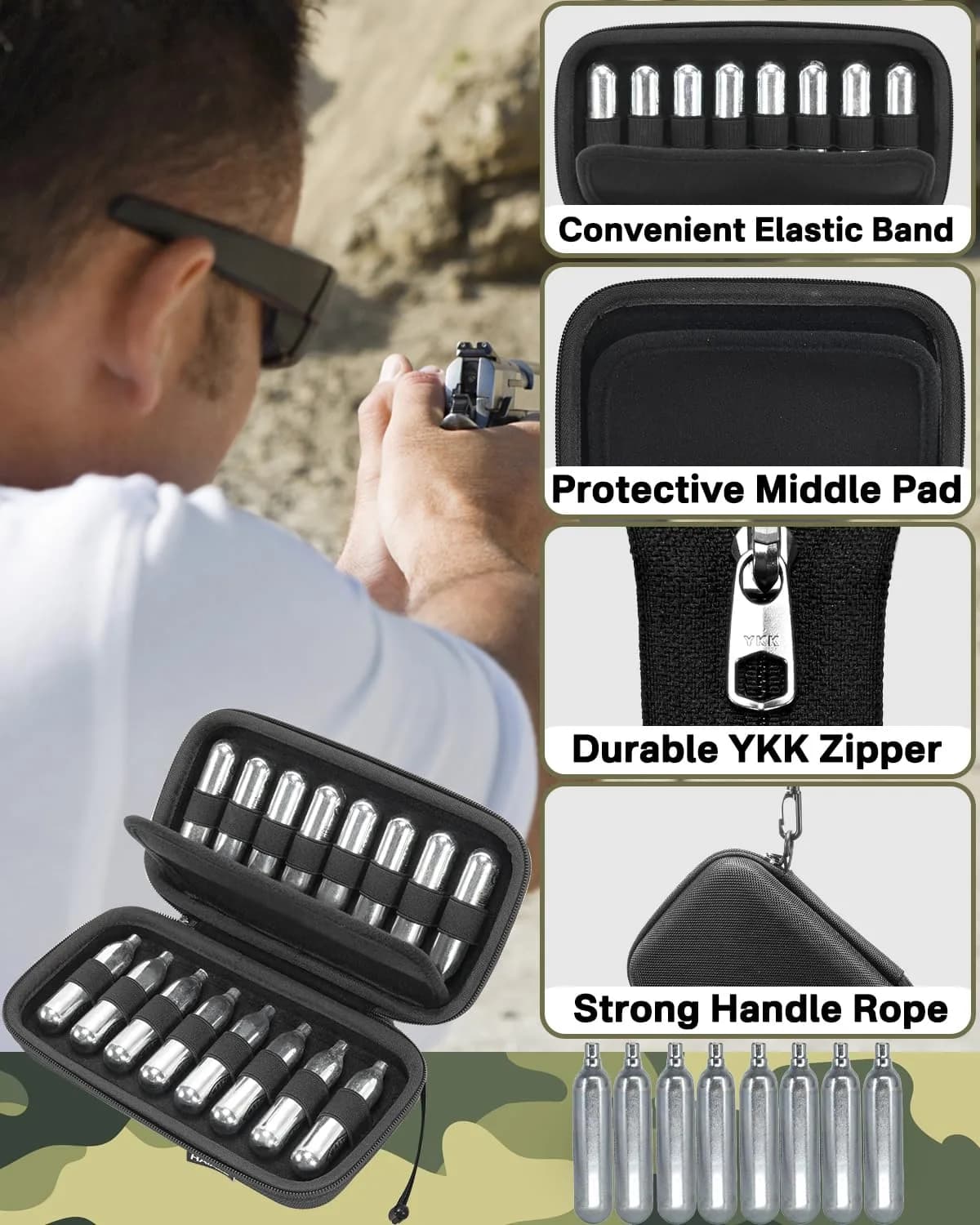 RAIACE CO2 Cartridges Storage Case for Crosman, Umarexss, Leland 12g & 8g Powerlet Cartridges | Holds 16 Cartridges - view 3