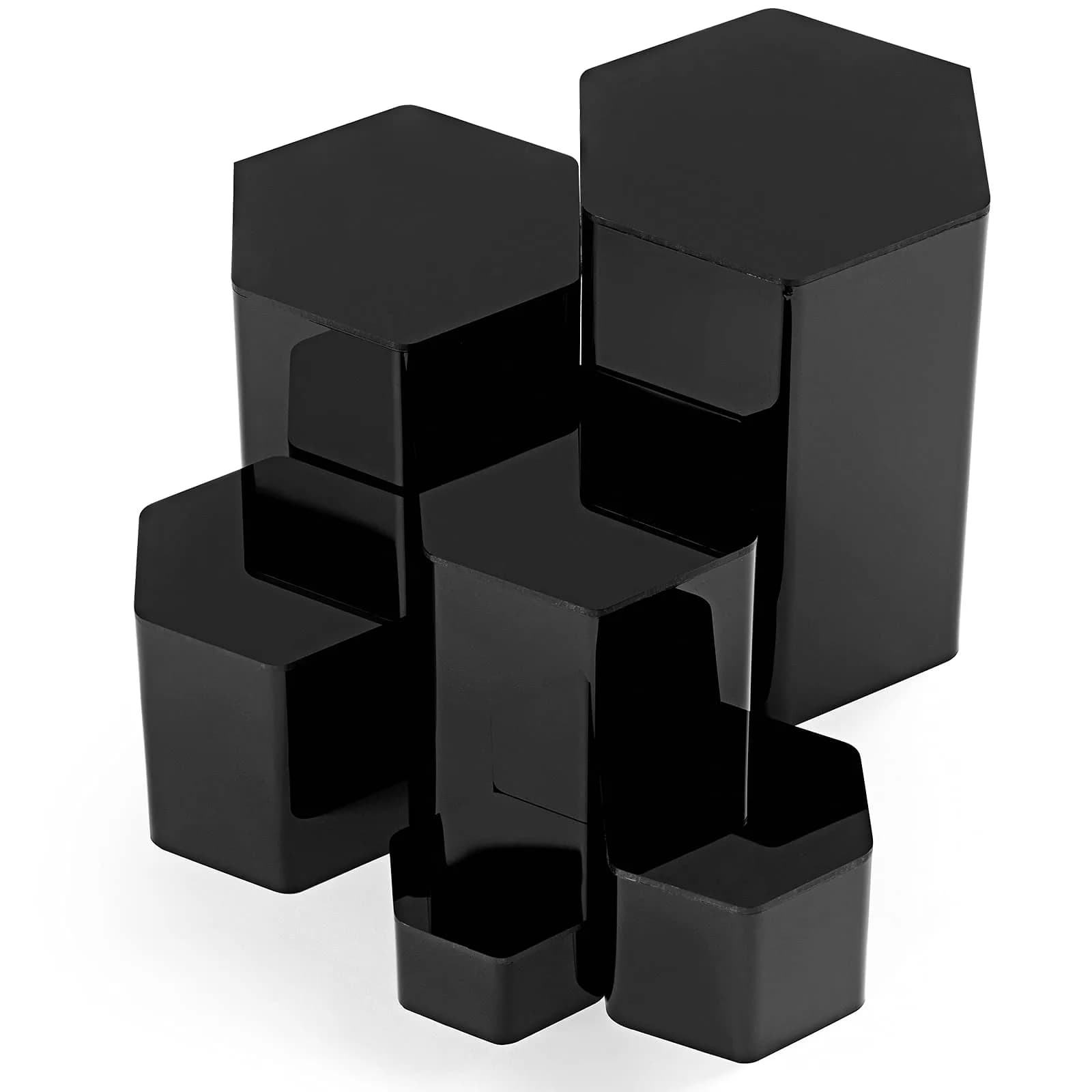 Jetec Black Hexagonal Jewelry Display Risers 6 Sizes | Acrylic Stands for Collections & Decor — Rainbow
