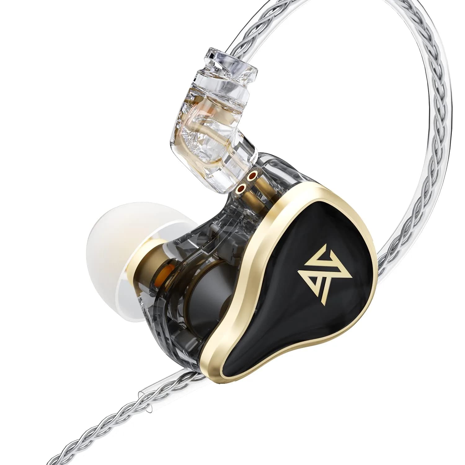 KZ ZAS 7BA+1DD Hybrid In-Ear Monitor Headphones with Mic, 1.7cm (0.67in) W x 2.2cm (0.87in) H x 2.1cm (0.83in) L | Wired 3.5mm Jack for Gaming & Music — ZAS Black with Mic / With Mic