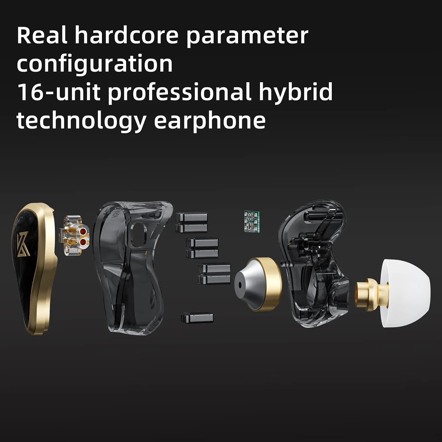 KZ ZAS 7BA+1DD in-Ear Monitor Headphone 3.5mm Jack Gaming with Mic | Hybrid Tech, Rich Details, Durable thumbnail 3