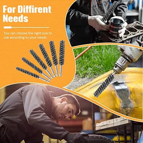 Geiserailie 6 Pcs Stainless Steel Bore Brush Set 0.8-1.9 cm | For Power Drills & Deburring thumbnail 6
