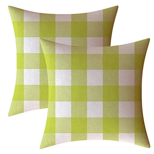 AHAHM Green Buffalo Check Plaid Pillow Covers 50x50cm (20x20 Inches) | Set of 2 Farmhouse Decorative Cushion Cases thumbnail 1