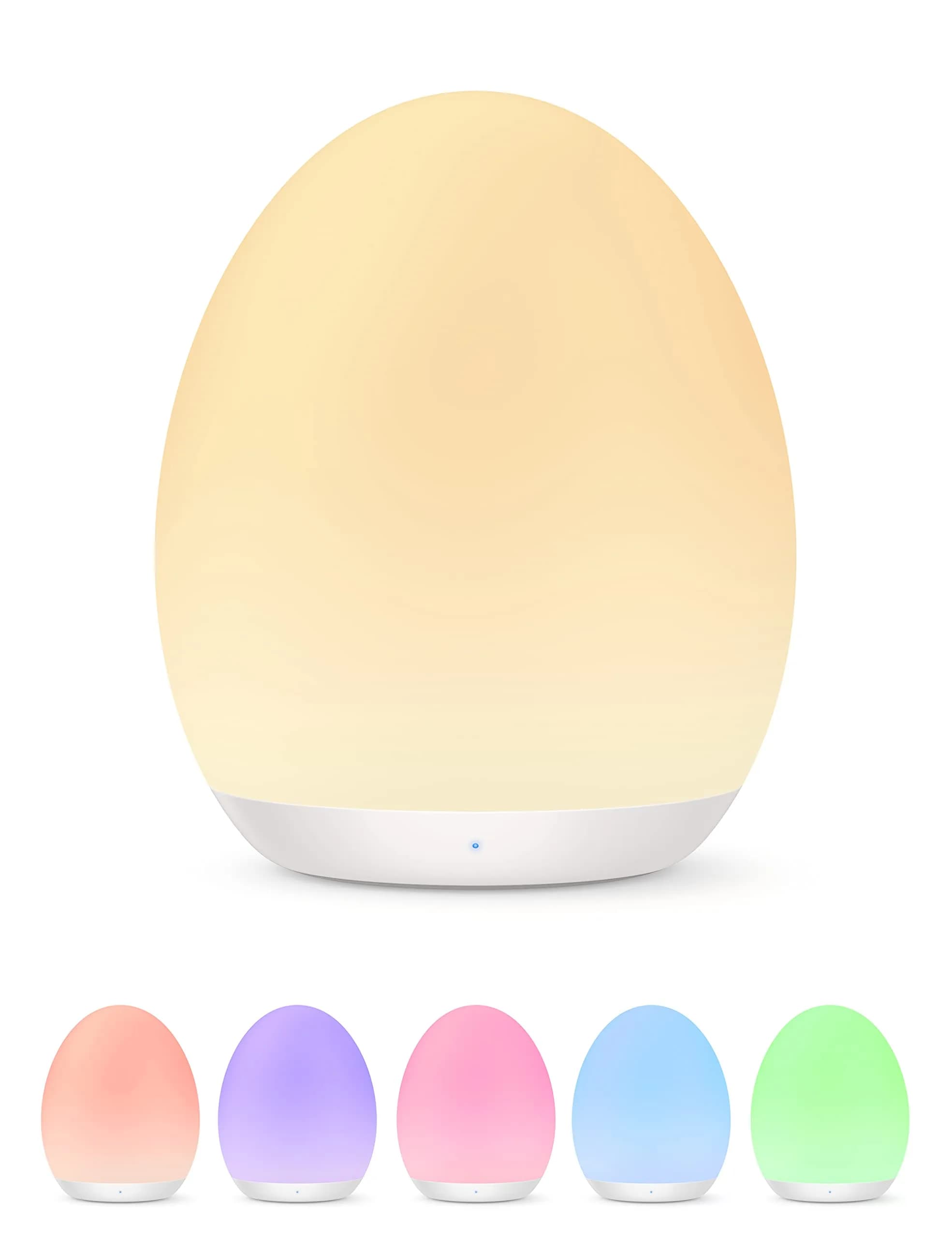 JolyWell Night Light for Kids 7 Colors Dimmable BPA Free Rechargeable | Baby Nursery Light — White