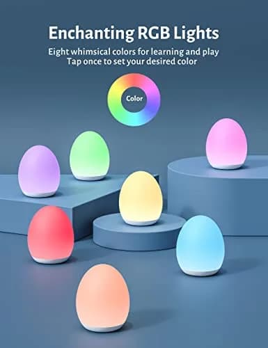 JolyWell Night Light for Kids 7 Colors Dimmable BPA Free Rechargeable | Baby Nursery Light thumbnail 2