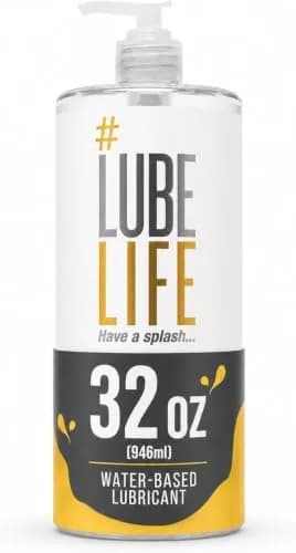 LubeLife Water Based Lube Personal Lubricant 4 Fl Oz | Safe, Long-Lasting, Easy Clean — 32 Fl Oz
