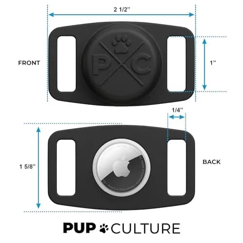 Pup Culture AirTag Dog Collar Holder Black | 2.5 cm (1 inch) Collar Compatible | Silicone, Water & Impact Resistant thumbnail 3