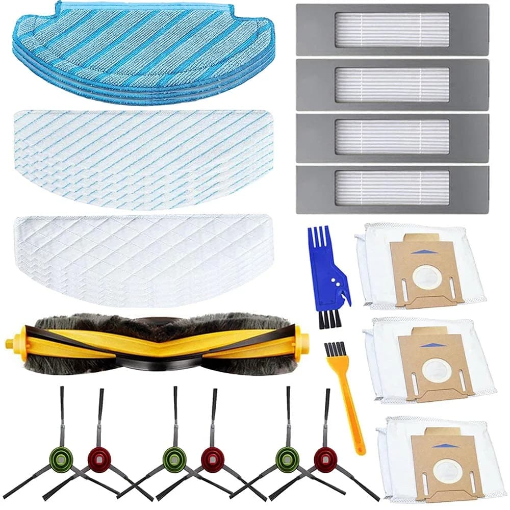 Electropan Replacement Parts for Ecovacs DEEBOT OZMO T8 AIVI T8 N8 Pro Plus | Robot Vacuum Accessories with Mop & Filter (70-120c) — 13pcs Mopping Pads+4pcs Filters+1pcs Roller+ 6pcs Side Brushes+3pcs Dust Bags