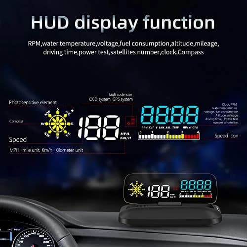 wiiyii Car HUD OBD2 Gauge, Head Up Display, Digital Speedometer, Wide Viewing, Safe Driving thumbnail 5