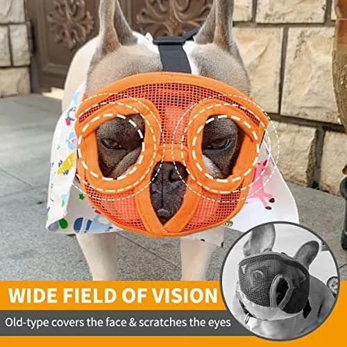 BARKLESS Short Snout Muzzle for French Bulldog, Shih Tzu | Breathable Mesh & Adjustable Strap thumbnail 6