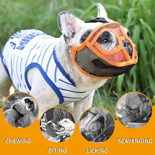 BARKLESS Short Snout Muzzle for French Bulldog, Shih Tzu, Soft Mesh, 18-20.5in | Breathable, Adjustable, Safe (120 chars) thumbnail 8