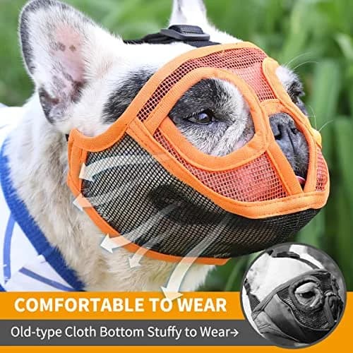 BARKLESS Short Snout Muzzle for French Bulldog, Shih Tzu, Soft Mesh, 18-20.5in | Breathable, Adjustable, Safe (120 chars) thumbnail 2