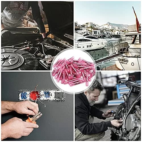 Qizpcer Red Heat Shrink Butt Connectors 22-16 AWG (100 Pcs) | Waterproof Marine Grade Crimp Wire Splices thumbnail 6
