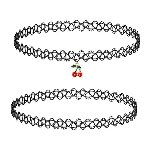 BodyJ4You 2PC 90s Choker Necklace for Women - Red Cherry Y2K Charm Pendant | Retro 90s Y2K Fashion Accessory thumbnail 1