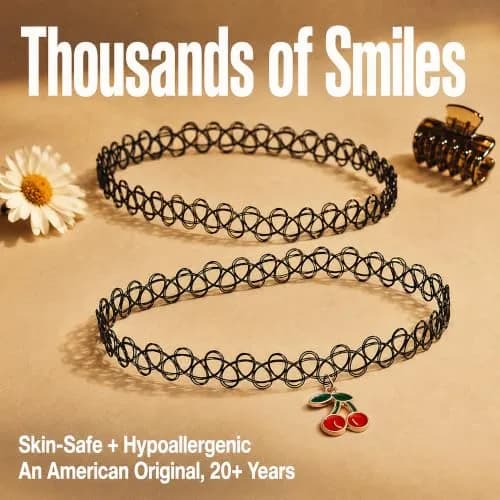 BodyJ4You 2PC 90s Choker Necklace for Women - Red Cherry Y2K Charm Pendant | Retro 90s Y2K Fashion Accessory thumbnail 8