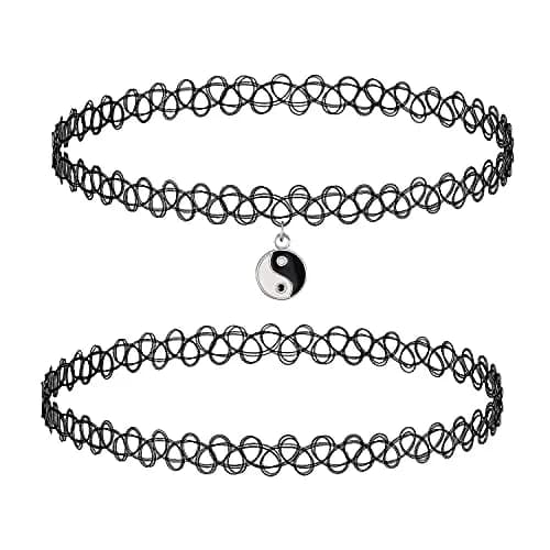 BodyJ4You 2PC 90s Choker Necklace for Women - Yin Yang Y2K Charm Pendant | Hypoallergenic, No Clasp, Fits Up to 18 Inches thumbnail 1