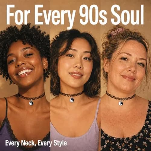 BodyJ4You 2PC 90s Choker Necklace for Women - Yin Yang Y2K Charm Pendant | Hypoallergenic, No Clasp, Fits Up to 18 Inches thumbnail 6
