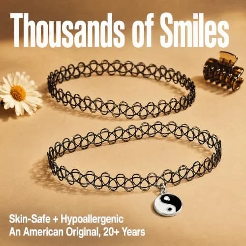 BodyJ4You 2PC 90s Choker Necklace for Women - Yin Yang Y2K Charm Pendant | Hypoallergenic, No Clasp, Fits Up to 18 Inches thumbnail 8