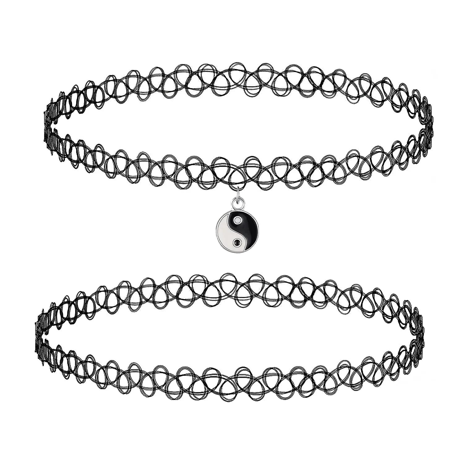 BodyJ4You 2PC 90s Choker Necklace for Women - Shooting Star Y2K Charm | Retro 90s Y2K Fashion Accessory — Yin Yang