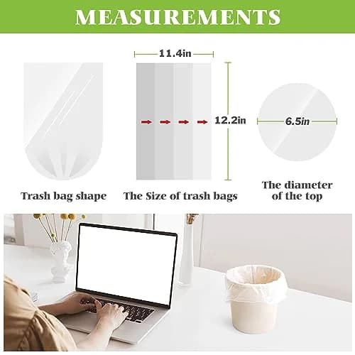 Teivio Mini Clear Trash Bags 0.5 Gallon 276 Count 11"x12" Unscented | Small Bathroom Garbage Can Liners thumbnail 2