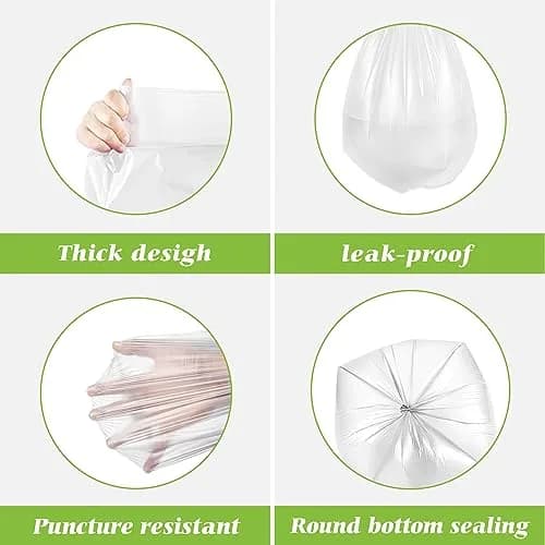 Teivio Mini Clear Trash Bags 0.5 Gallon 276 Count 11"x12" Unscented | Small Bathroom Garbage Can Liners thumbnail 3
