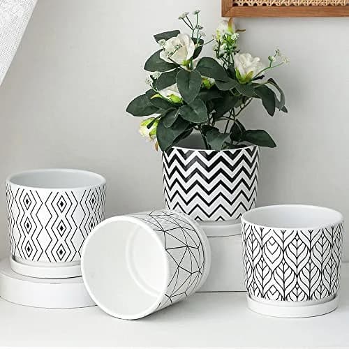 Ton Sin White Ceramic Flower Pots 5.5 Inch | Indoor Planters with Drainage for Succulents & Houseplants thumbnail 7