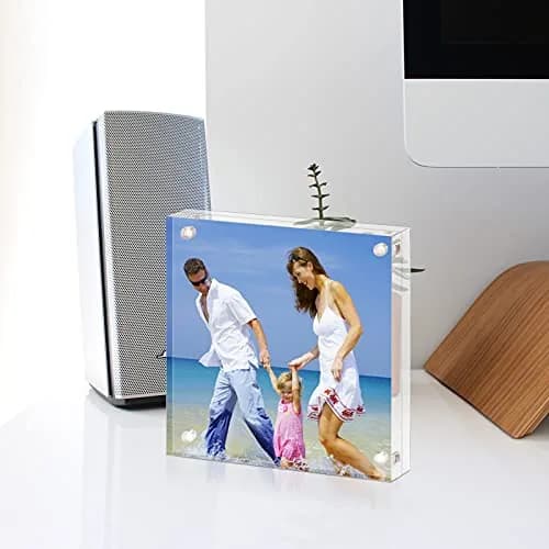 AMEITECH 4x4 inch (10x10 cm) Clear Acrylic Magnetic Picture Frame | Double-Sided Display thumbnail 5
