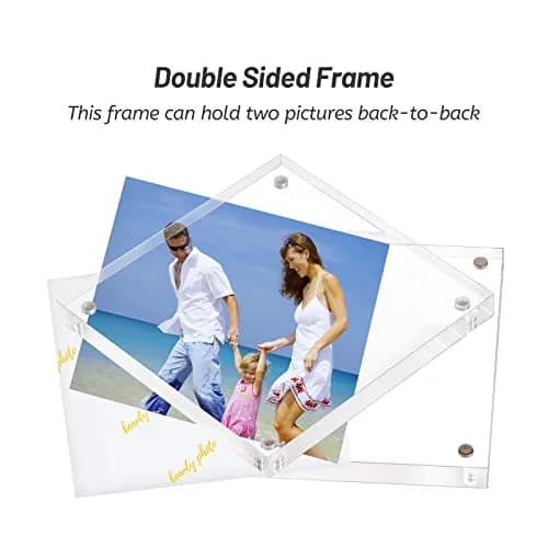 AMEITECH 4x4 inch (10x10 cm) Clear Acrylic Magnetic Picture Frame | Double-Sided Display thumbnail 2