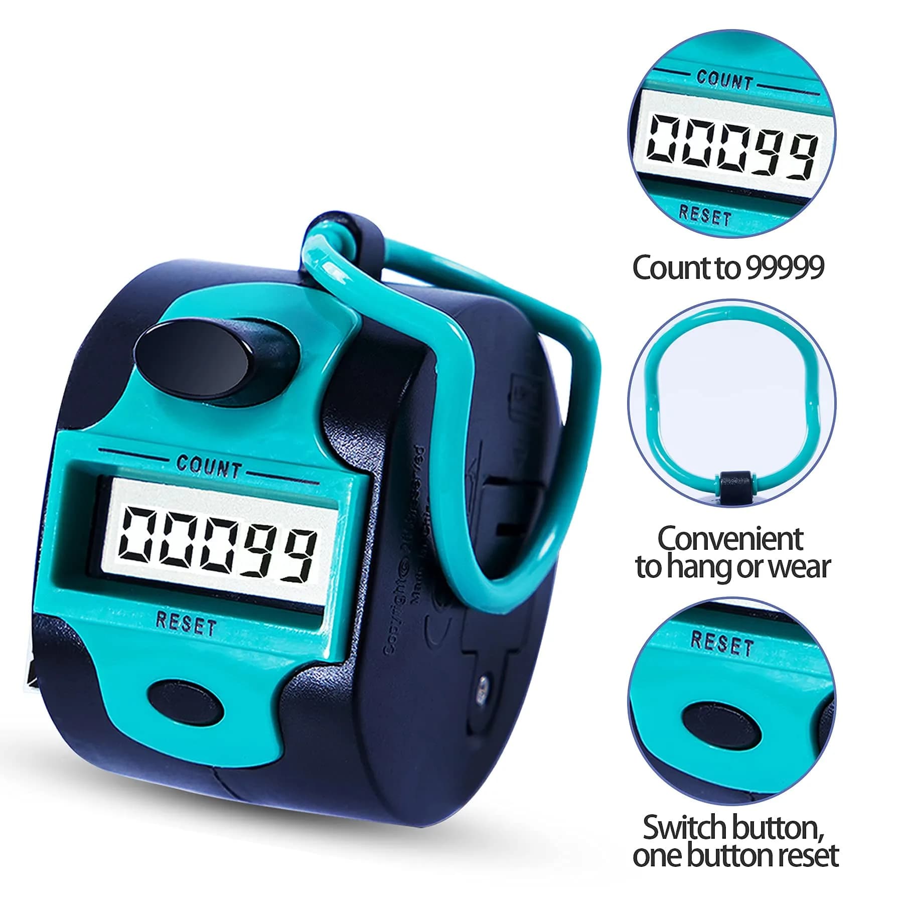 TESEAS Electronic Tally Counter Clicker 99999 Counts | 5-Digit Display - view 2