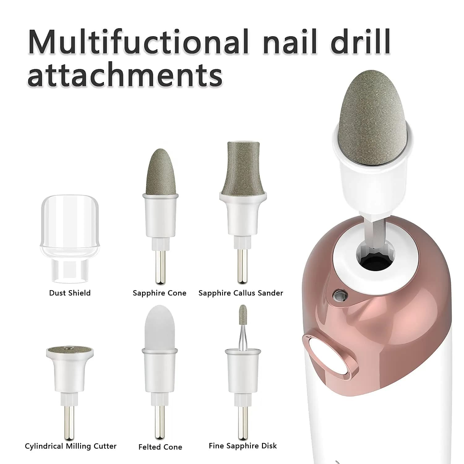 POLAMD Professional Electric Nail Drill Kit White 9 Piece Set | Cordless Mani Pedi Tool - view 8