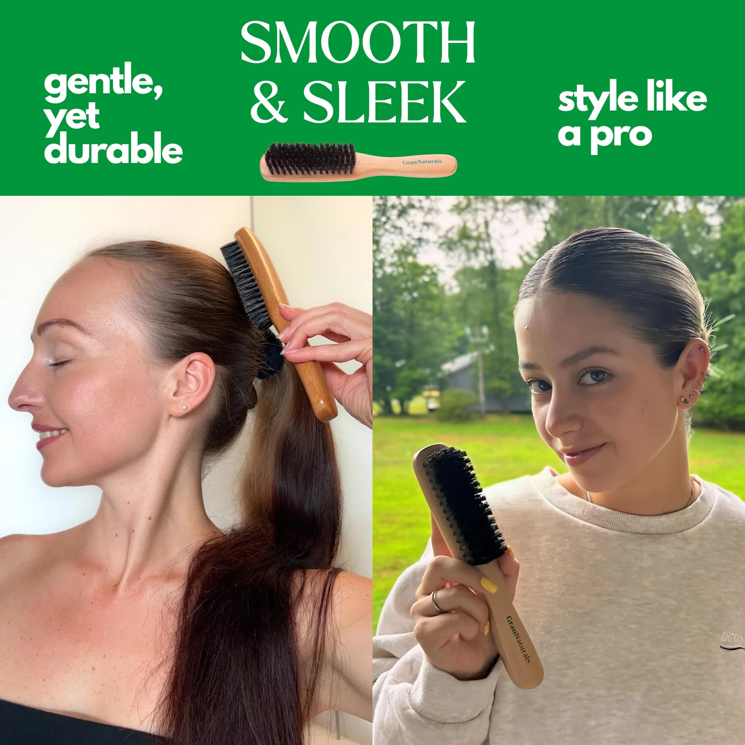 GranNaturals Boar Bristle Hair Brush - Large 10cm (4in) Smoothing Brush for Sleek, Frizz-Free Styles - view 5