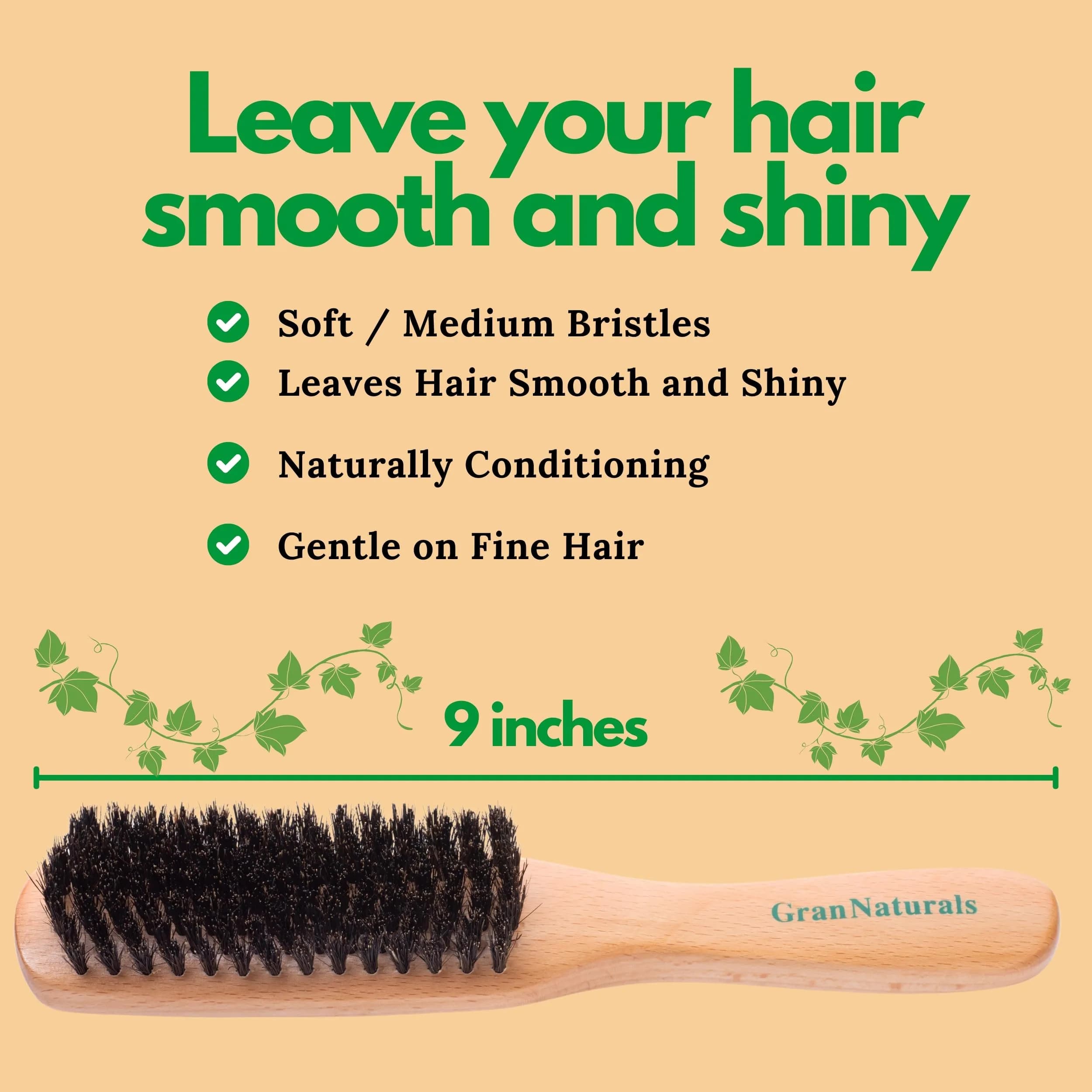 GranNaturals Boar Bristle Hair Brush - Large 10cm (4in) Smoothing Brush for Sleek, Frizz-Free Styles - view 7