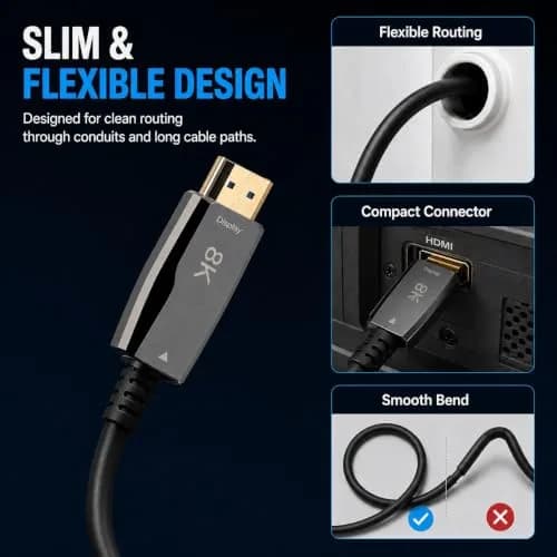 Pacroban 50ft Fiber Optic HDMI 2.1 Cable | 8K@60Hz, 4K@120Hz, 48Gbps, eARC, CL3 Rated thumbnail 4